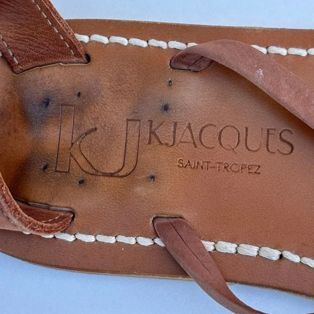 K.Jacques Saint-Tropez Epicure Leather Gladiator Sandals Brown Womens 37 Flat